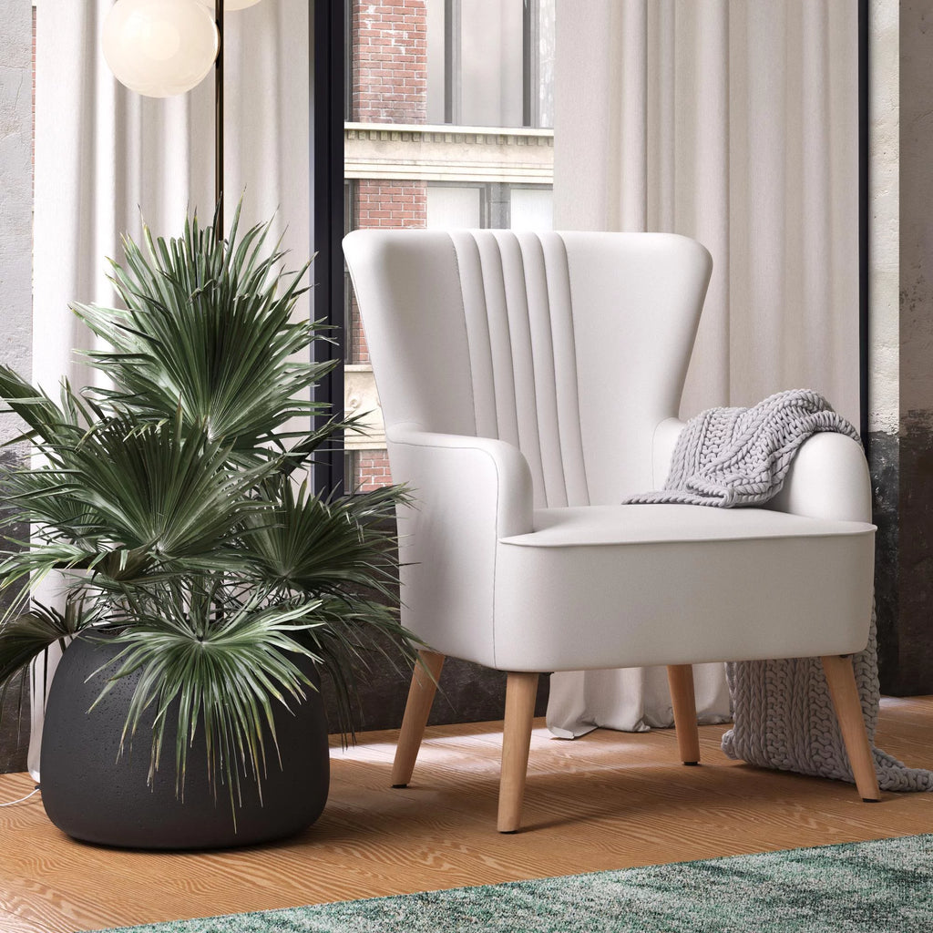White Faux Leather Accent Chair B24137