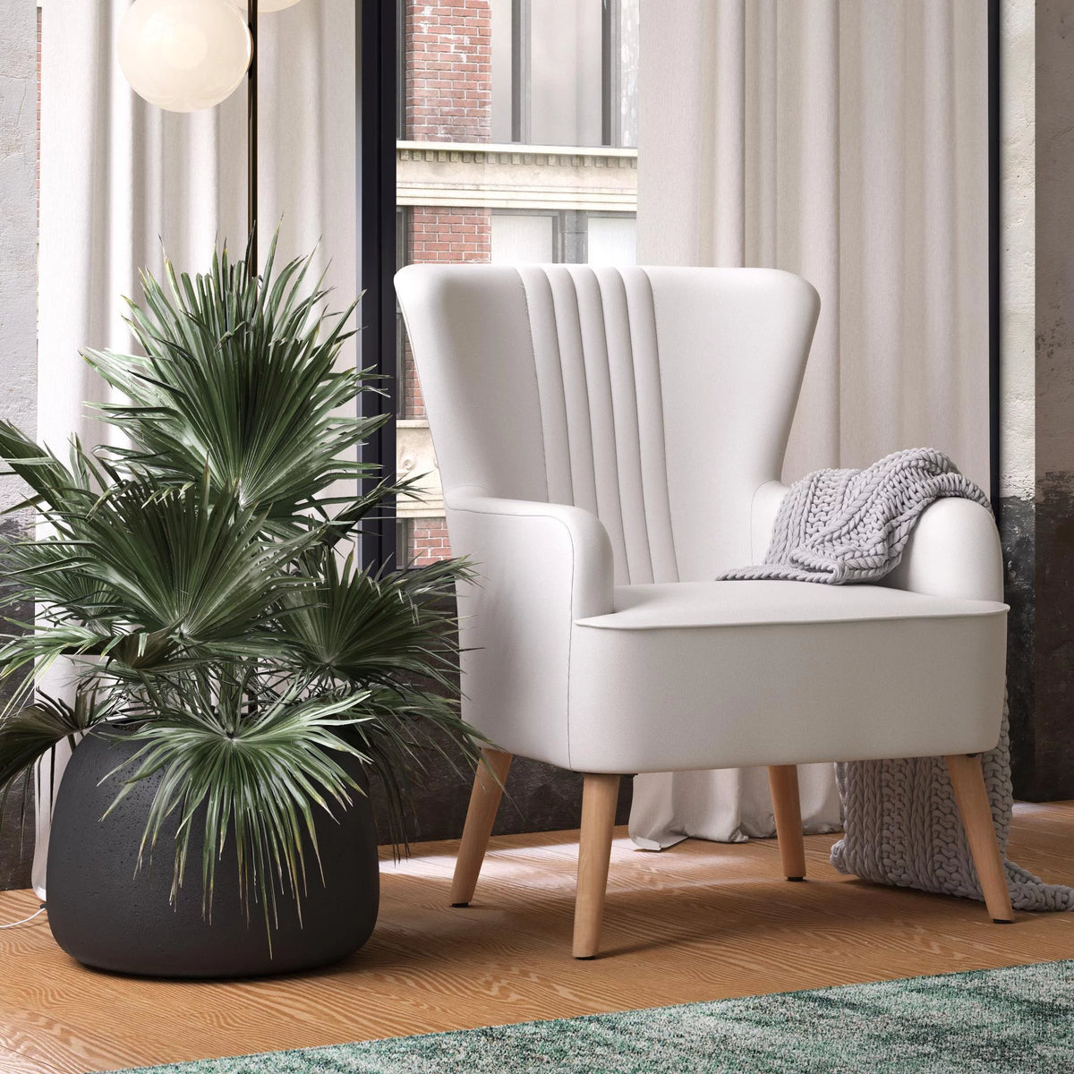 White Faux Leather Accent Chair B24137