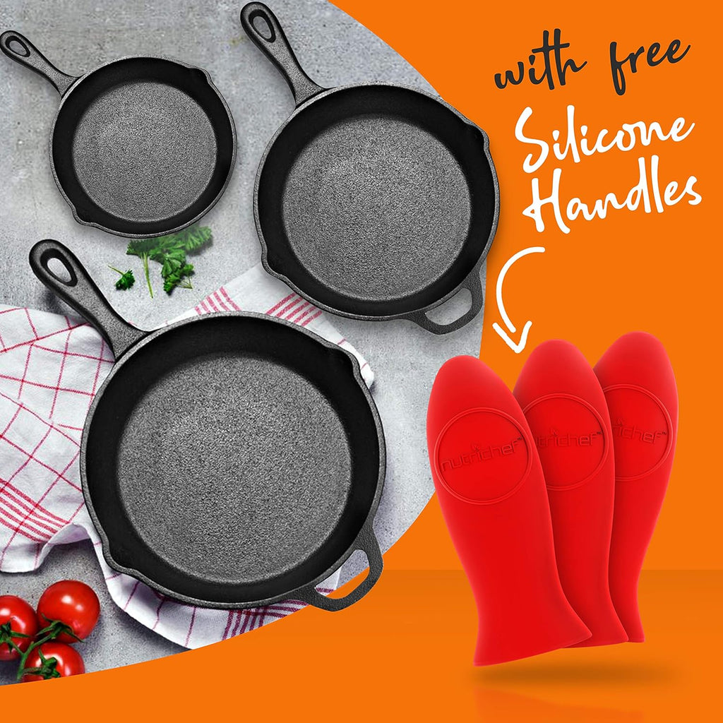Pre-Seasoned Cast Iron Skillet Nonstick Cookware Set F476