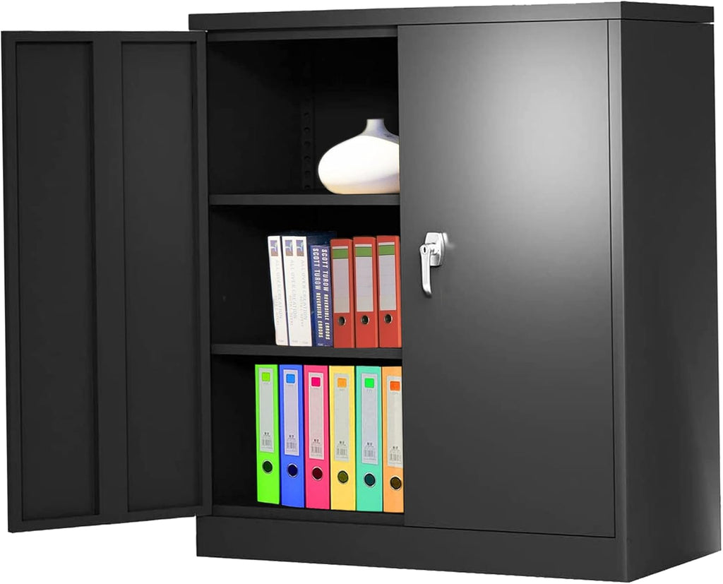 Locking Steel Storage Cabinet with 2 Adjustable Shelves H671378