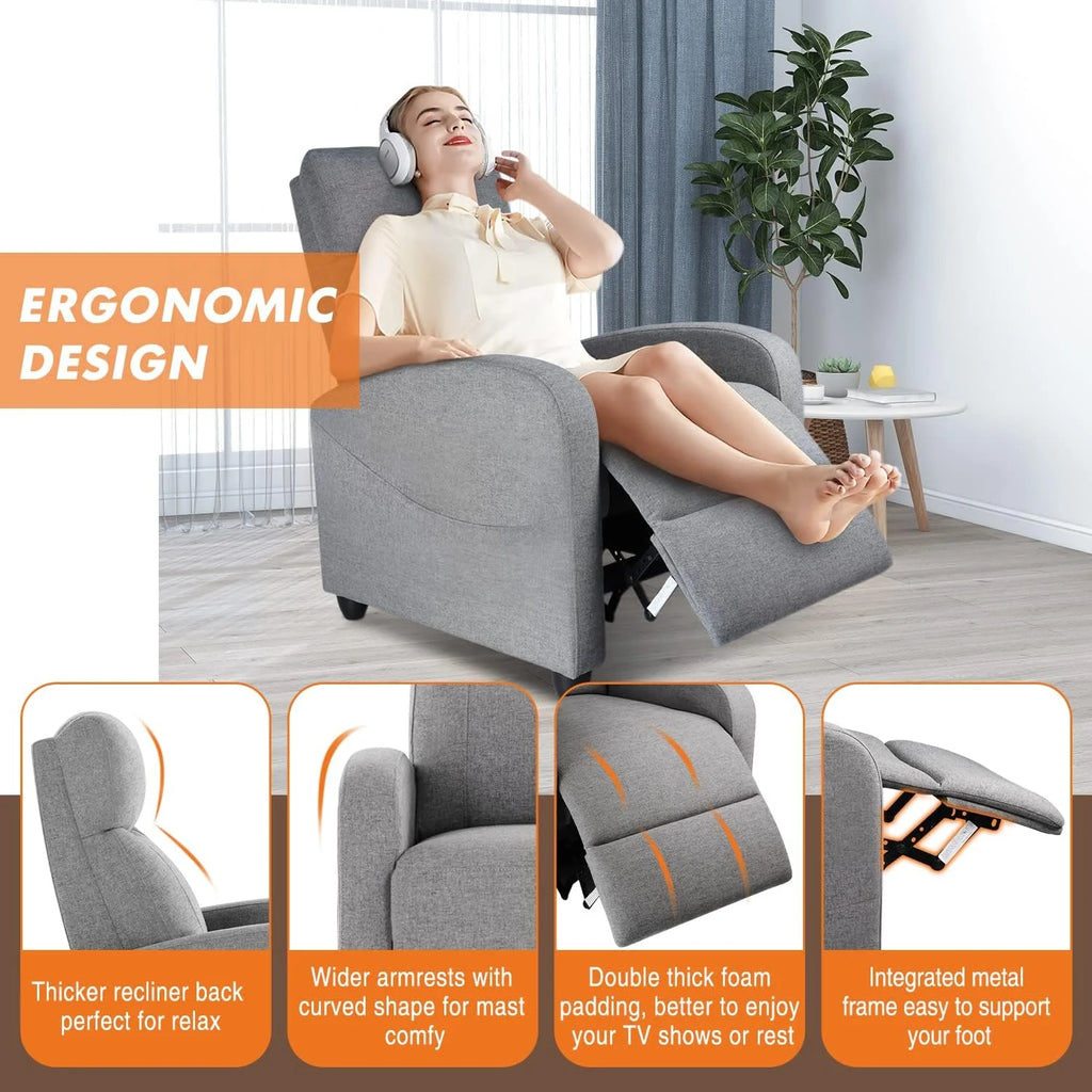 PU Leather Recliner Chair with Lumbar Support B469511