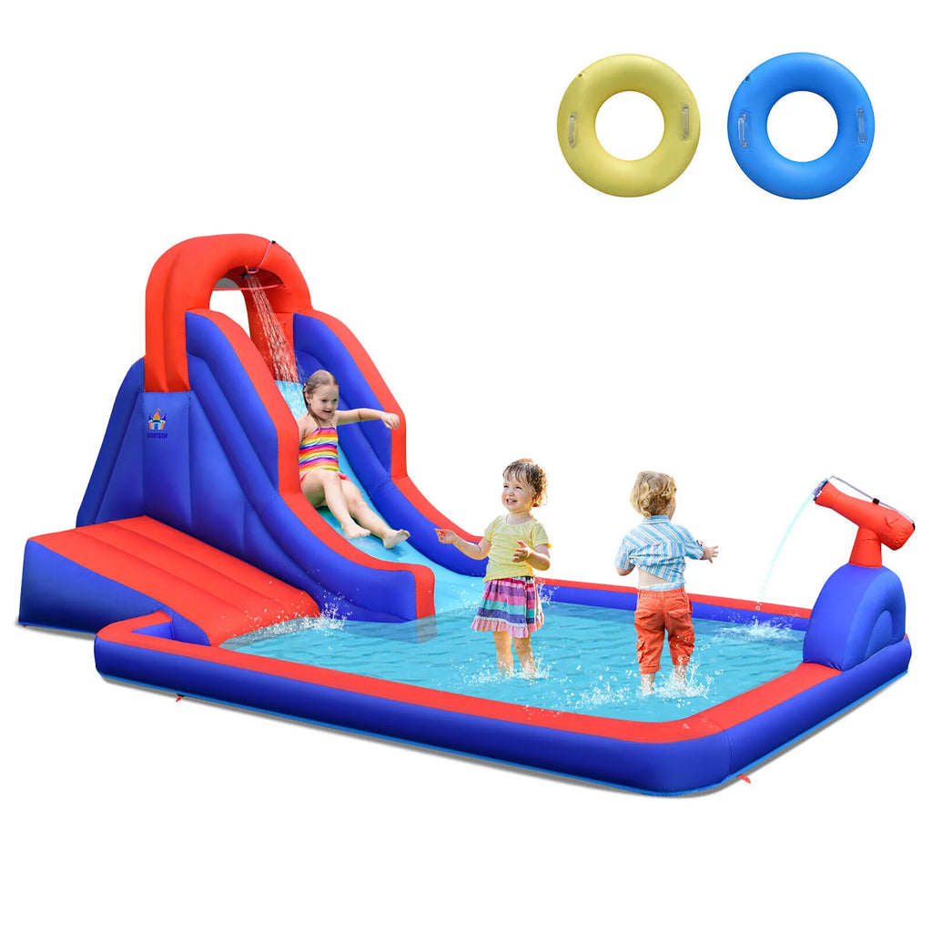 Inflatable Water Slide Park with Climb Slide Pool & 2 Swim Rings C2052