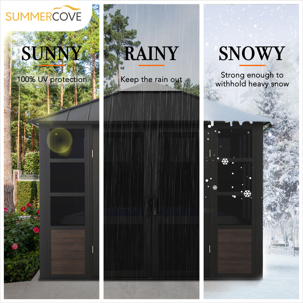 Black Hardtop Outdoor Aluminum Sunroom P90878