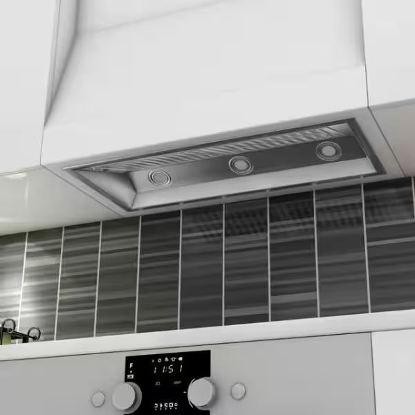 34 in. 700 CFM Ducted Range Hood Insert with Remote Blower in Stainless Steel Y736