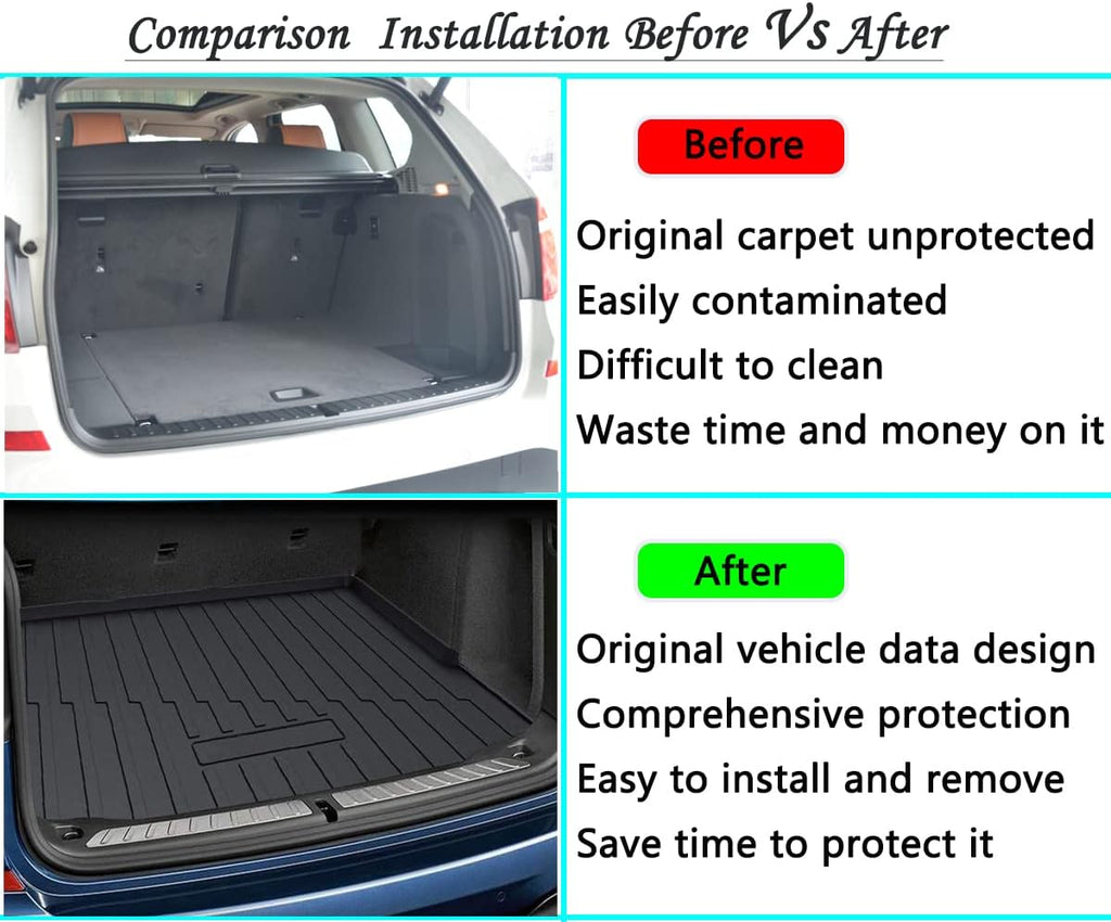 Black TPO Rear Cargo Liners Trunk Tray Mats Pack of 2 E99575