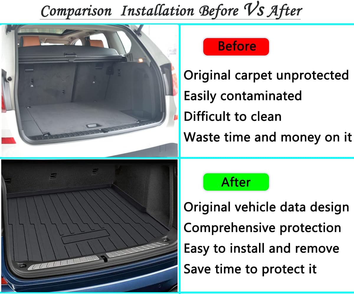 Black TPO Rear Cargo Liners Trunk Tray Mats Pack of 2 E99575