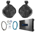 Black 8" Marine Wakeboard Tower Speakers with Amplifier V2507