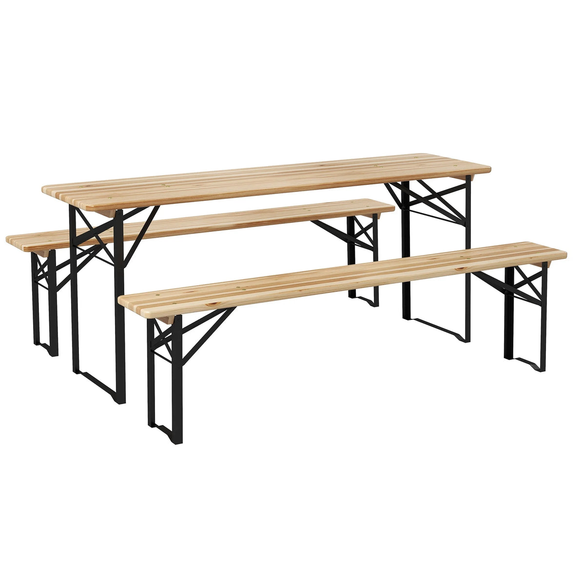 Wooden Outdoor Folding Picnic Table Set with Bench V472017