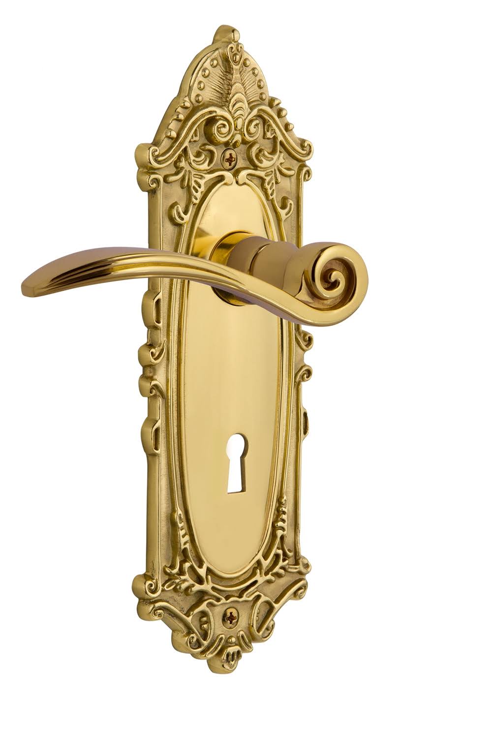 Swan Privacy Door Lever Set with Victorian Unlacquered Brass P789632