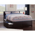 King Platform Bed with Footboard and 2 Drawers in Espresso I3429