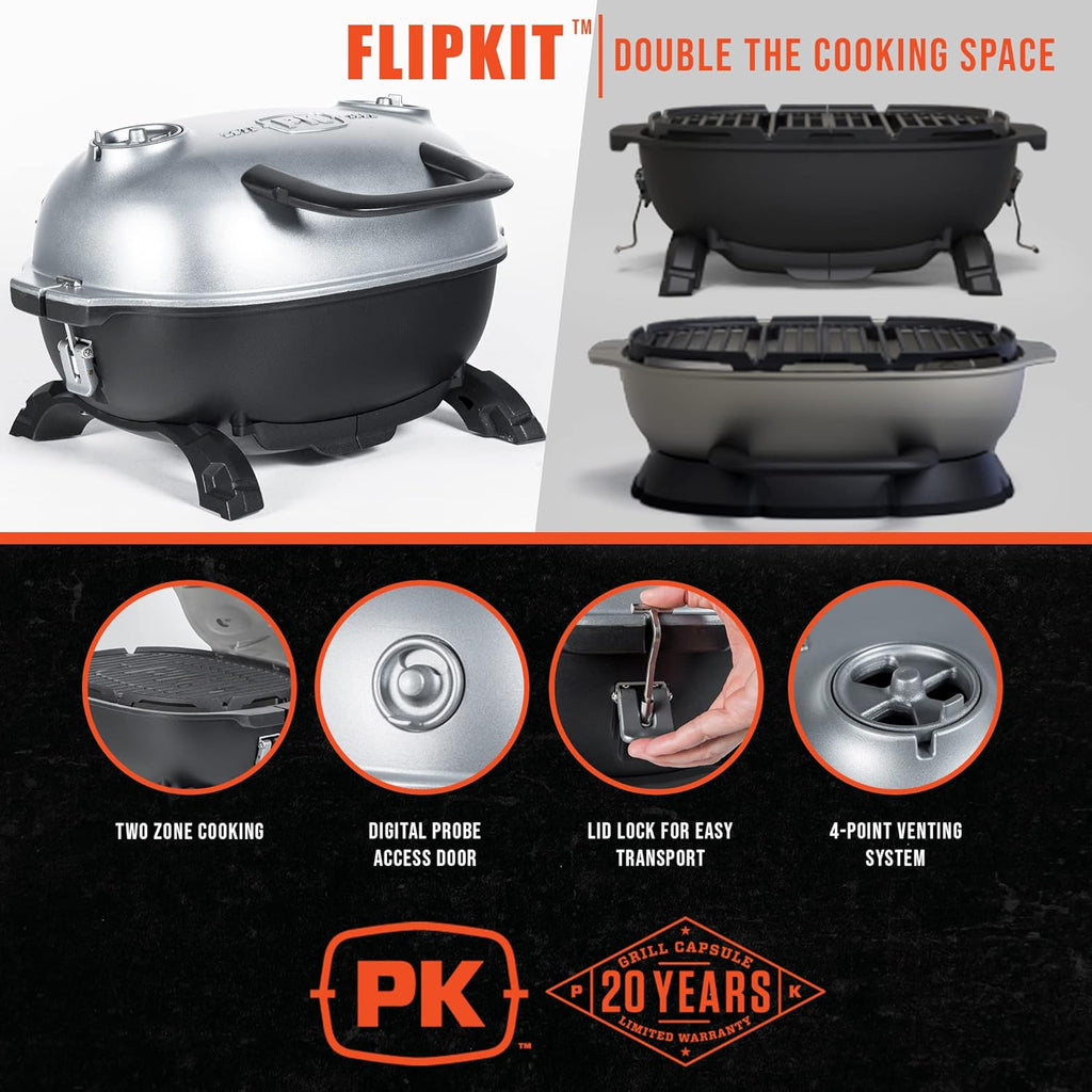 Portable Charcoal BBQ Grill and Smoker with Lid, Cast Iron Aluminum Outdoor Cooking Mini Barbecue Grills, Grey Q782805