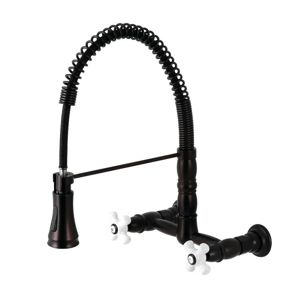 Wall Mount Pull-Down Sprayer Kitchen Faucet Oil Rubbed Bronze C443
