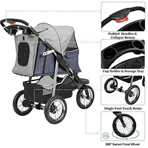 Heavy Duty Foldable Dog Stroller Black Red P514565