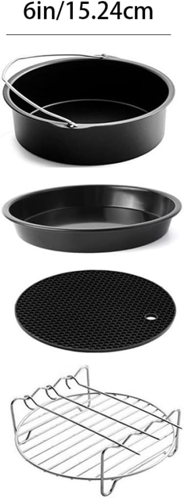 10PCS Air Fryer Accessory Kit with Baking Tray Baking Pan Barbecue Stand Non-Stick Coaster F38961