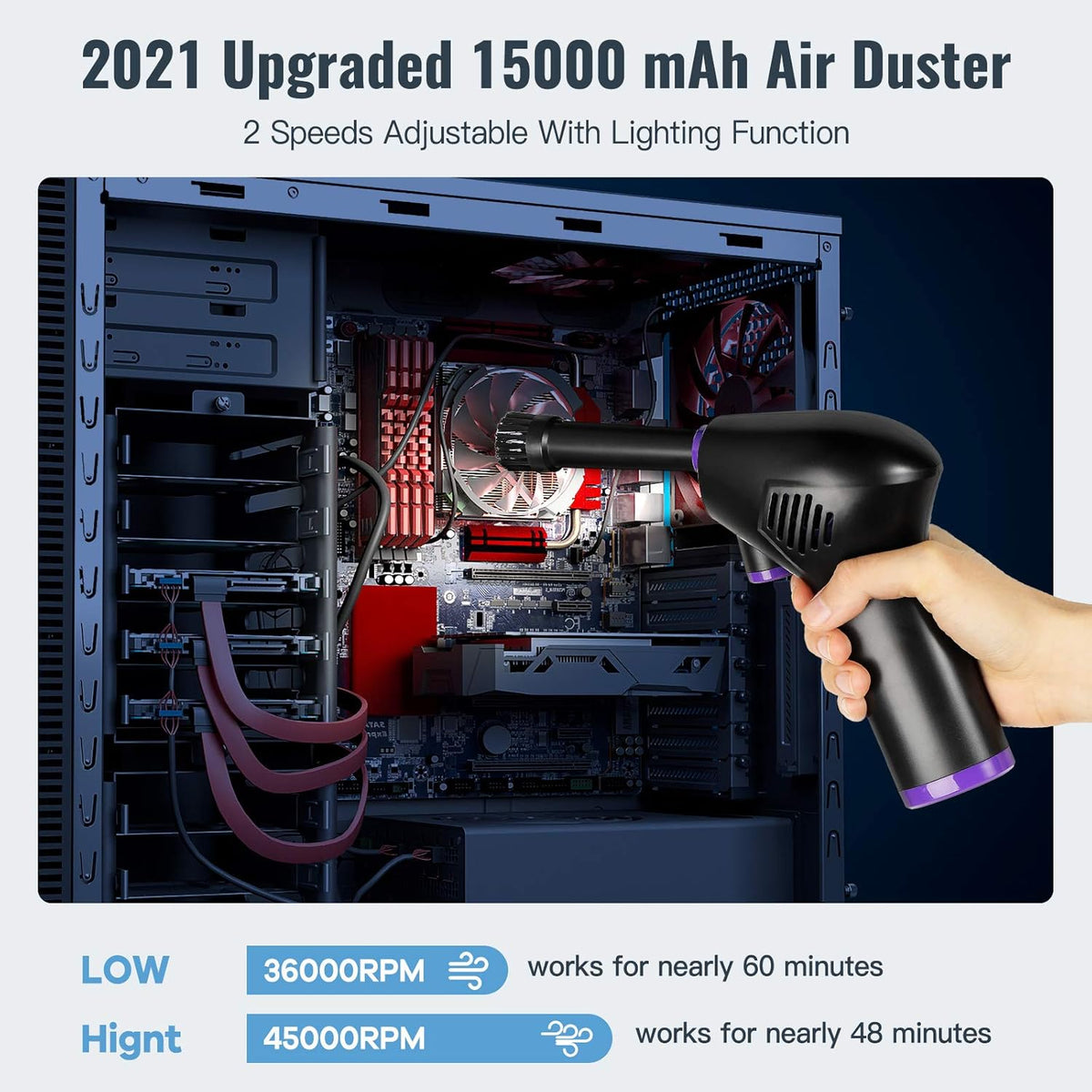 Cordless Air Duster with LED Light, Pack of 2 S75396