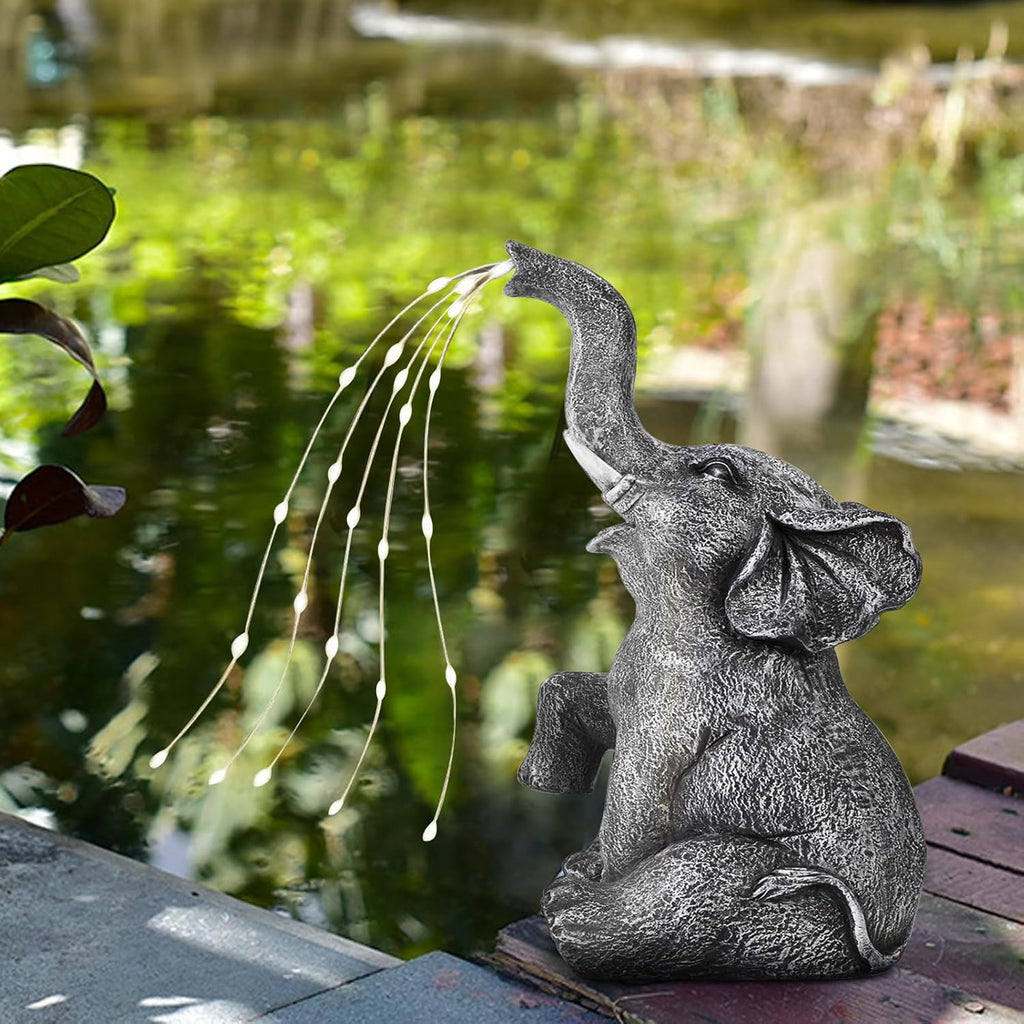 Elephant Statue Solar Garden LED Light Strings K54368
