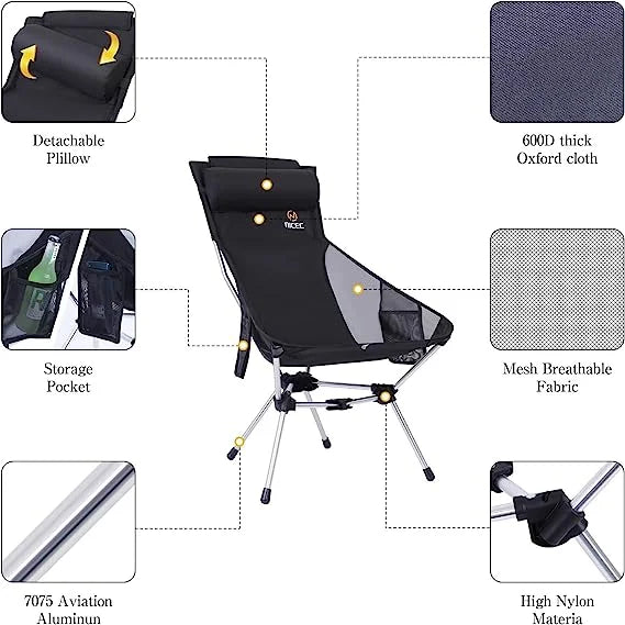 Ultralight High Back Folding Camping Chair with Carry Bag I1729
