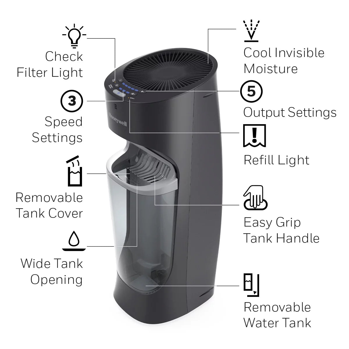 Black 1.7 gal Tower Humidifier D93682