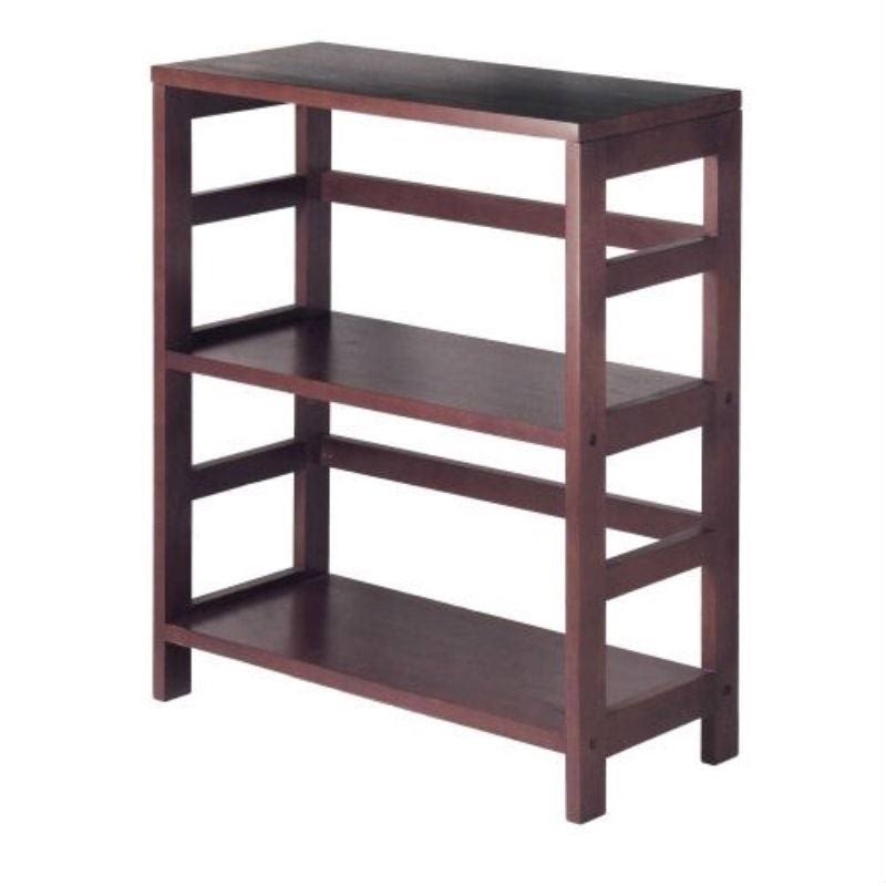 3-Tier Espresso Wood Bookcase Storage Shelf U483681