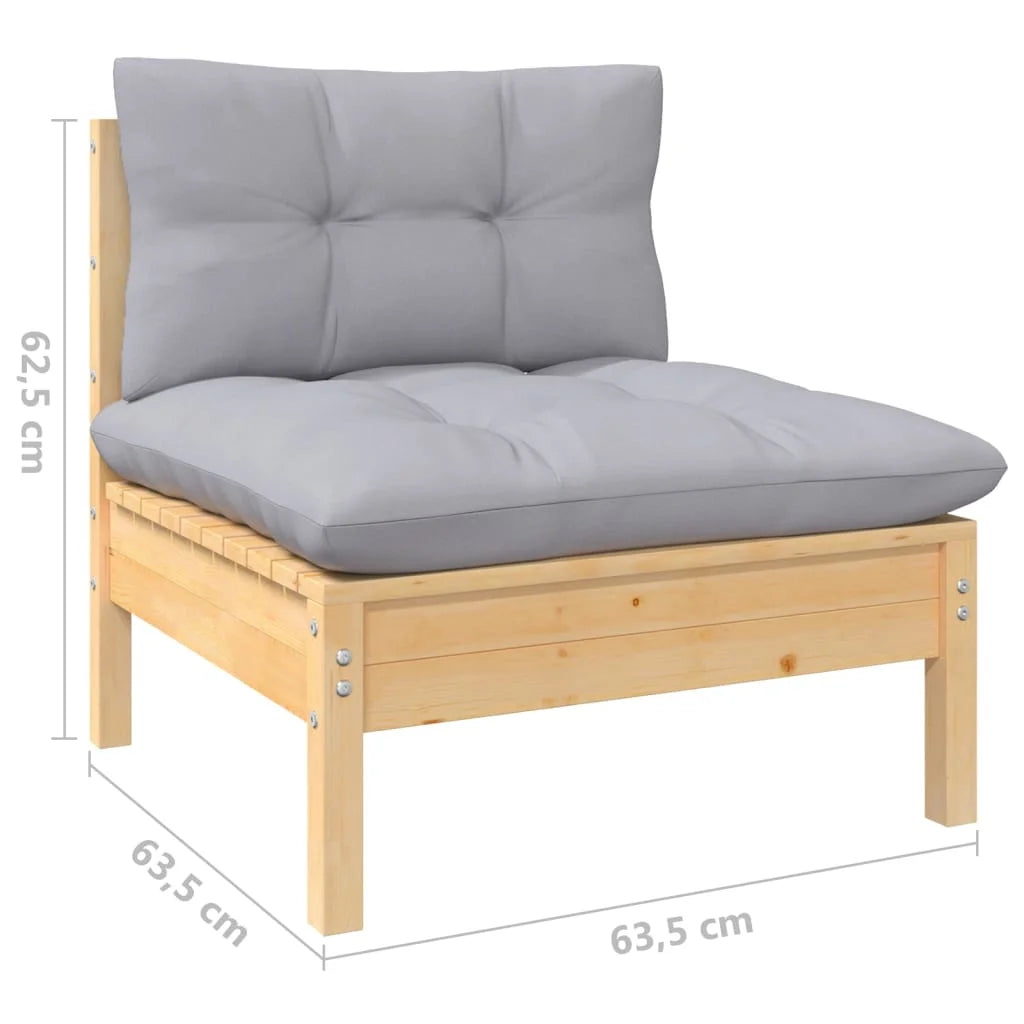 Gray Cushions Solid Pinewood 2-Seater Patio Sofa F31247
