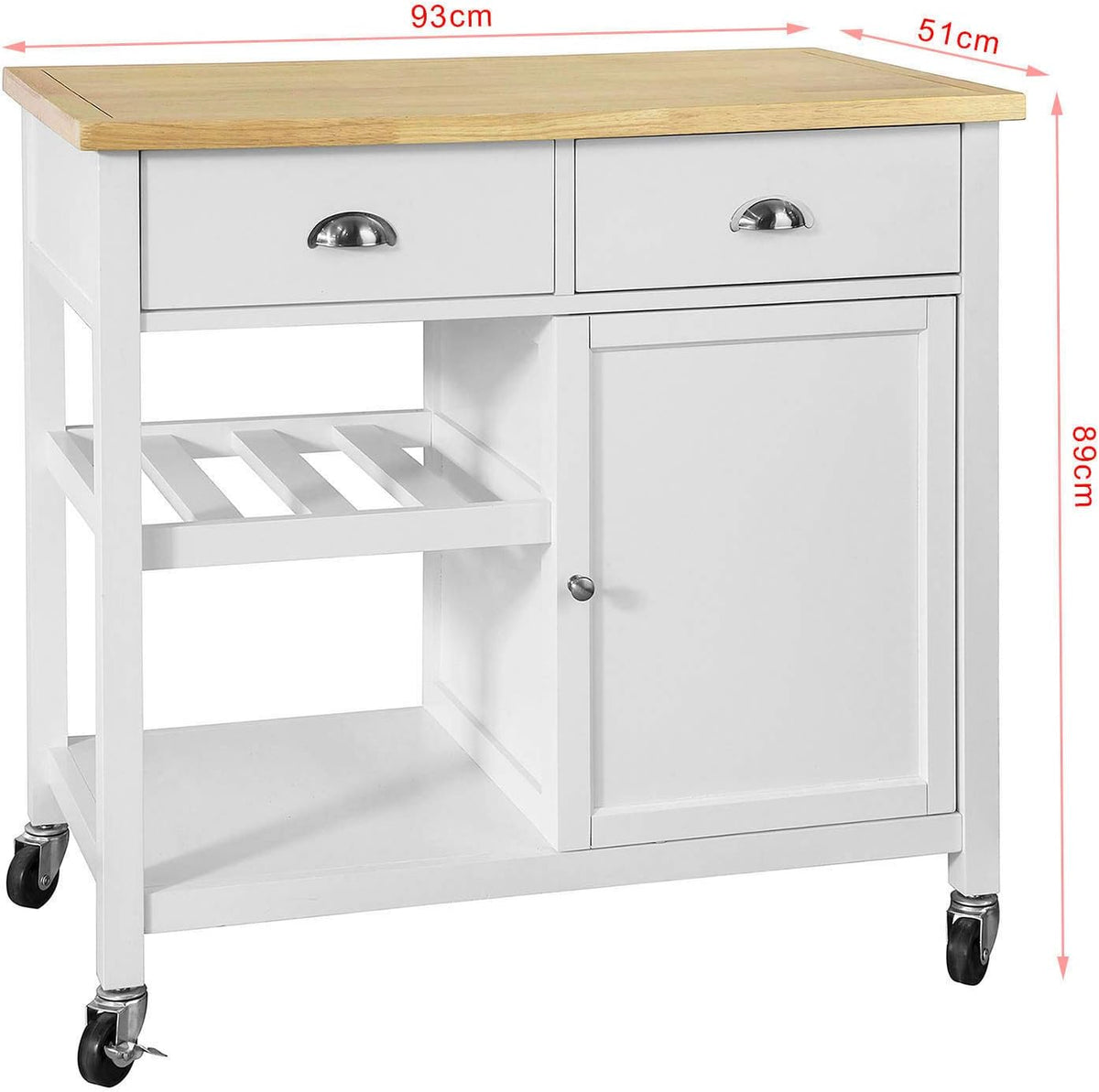 Kitchen Cart with Rubber Wood Top U904505