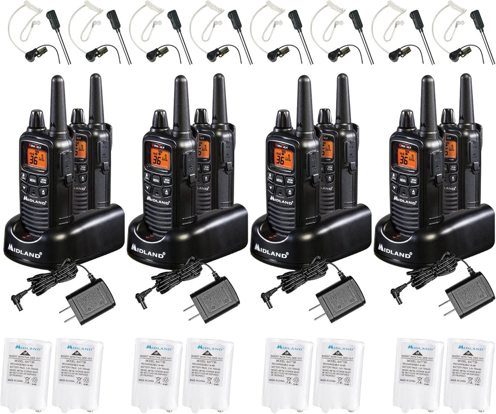 36 Channel FRS Two-Way Radio Walkie Talkie, 121 Privacy Codes, NOAA Weather Scan + Alert, Yellow/Black, 3-Pack M914