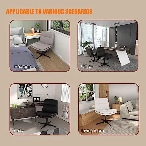 Cream Armless Wide Seat Ergonomic Office Chair H4951