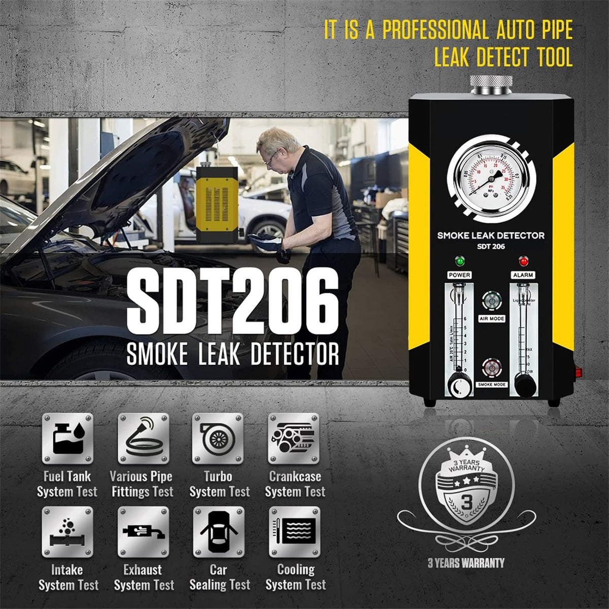 Automotive Smoke Machine Leak Detector EVAP 12V Car Pipe System Smoke Tester with Adjustable Flow Meter N82957