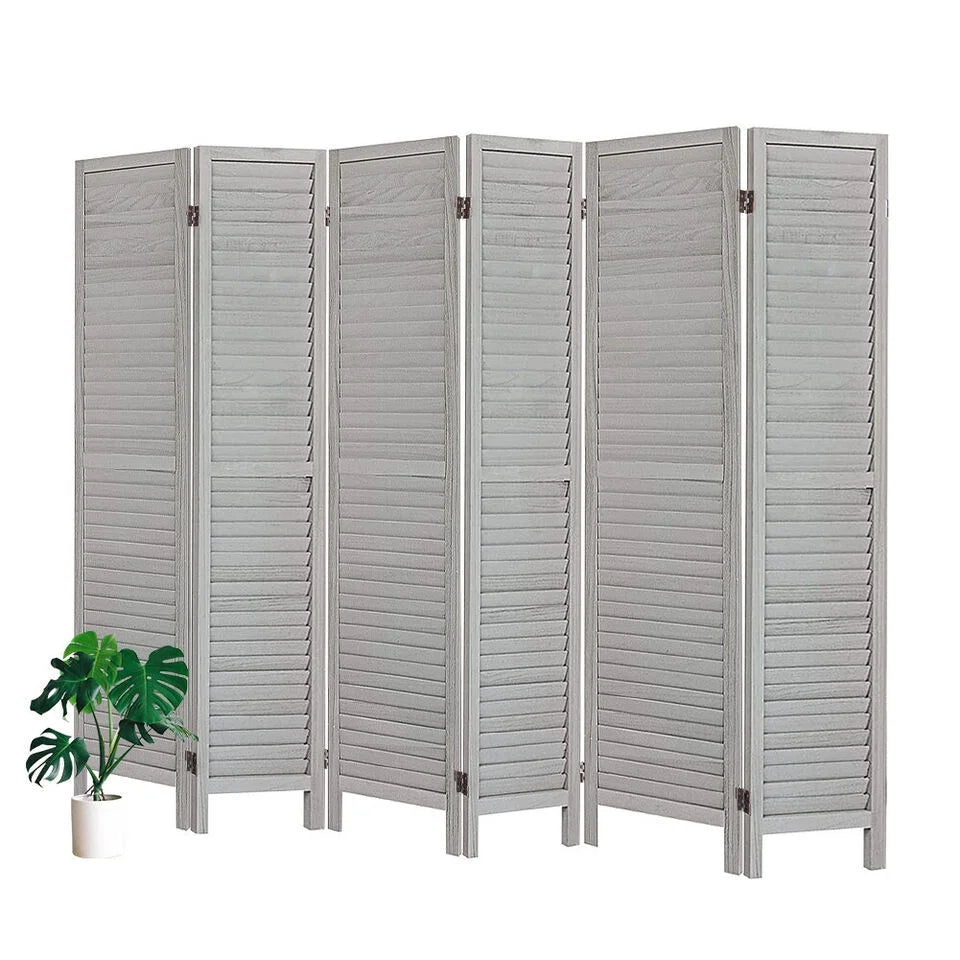 6 Panel Gray Wood Room Divider J821