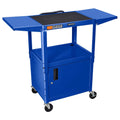 Blue Drop-Leaf Swivel Steel Utility Cart with Keyboard Shelf and Cabinet N686
