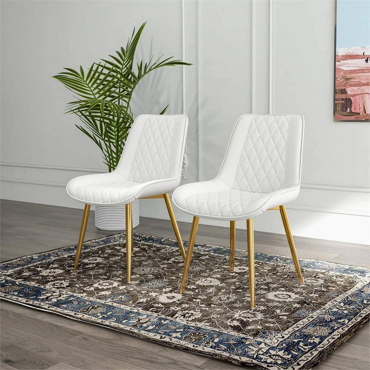 Cream Boucle Fabric Dining Chair Set of 2 Y57041