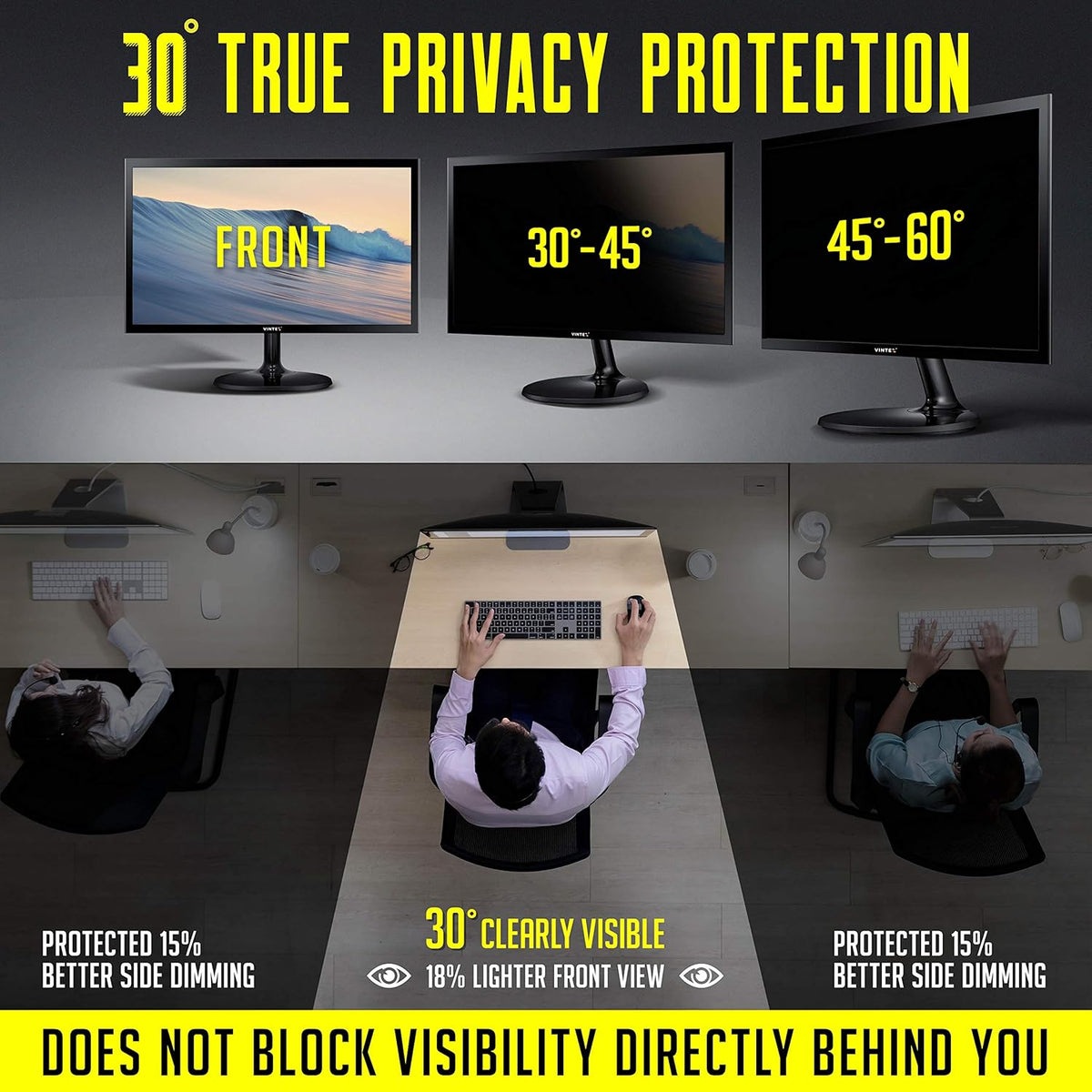 23.6 Inch Smart Computer Privacy Screen Filter for Widescreen Monitor, Anti-Glare, Anti-Scratch, 16:9, Pack of 2 T76092