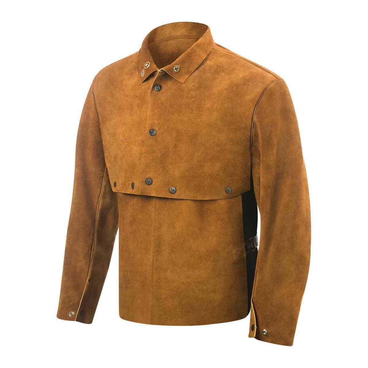 Brown Large Side Split Cowhide Welding Cape Sleeves with Bib Y65182