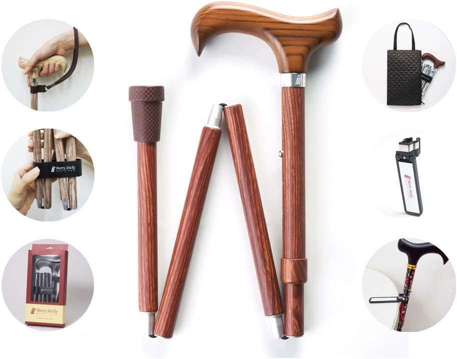 Folding Adjustable Walking Cane with Cane Bag and Reflective Cane Holder Q65215