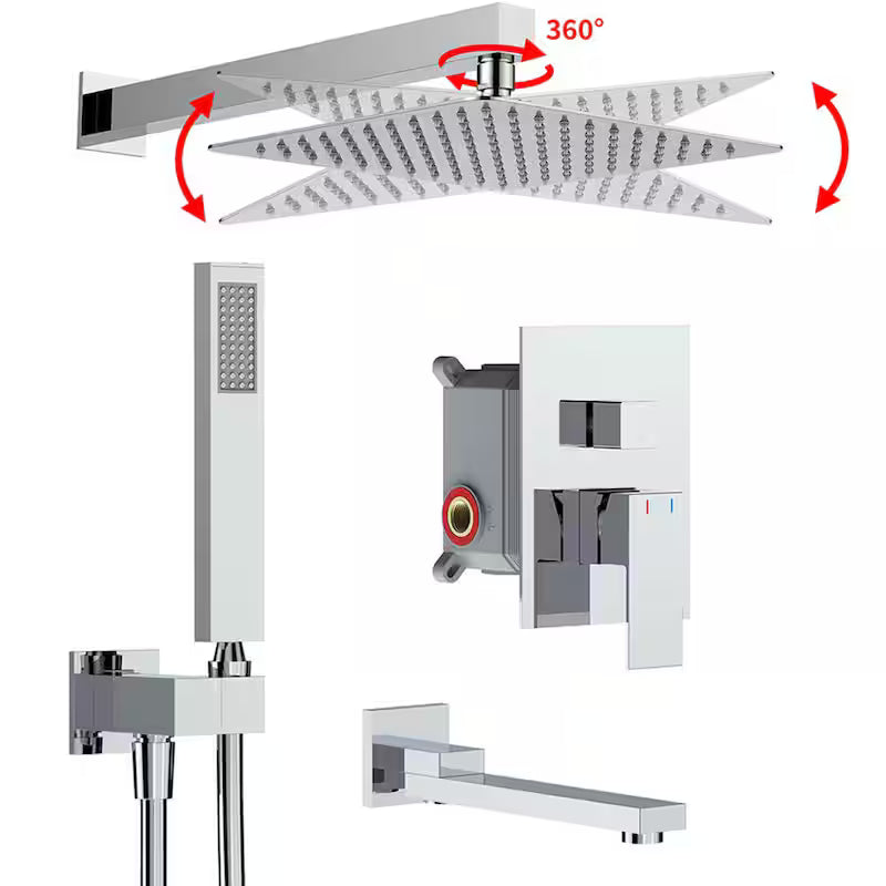 Single-Handle 3-Spray Tub and Shower Faucet Combo with Hand Shower in Chrome S389317