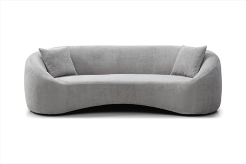 Light Gray Chenille Velvet 3 Seater Curved Sofa V825970