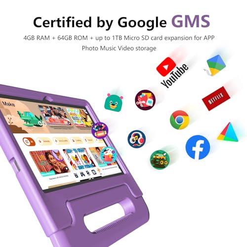 Green Kids Tablet 10 inch Android 13 4GB+64GB 1TB Expand HD Touchscreen WiFi Bluetooth Protective Case L807235