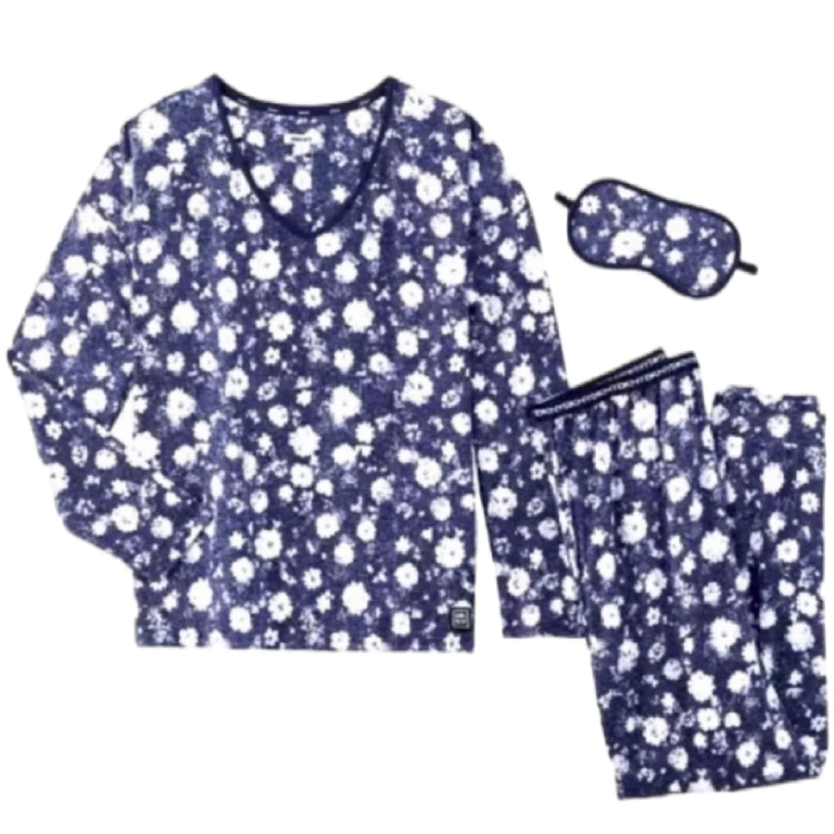 Navy Heather Floral 3-Piece Lounge Set with Eye Mask V1052