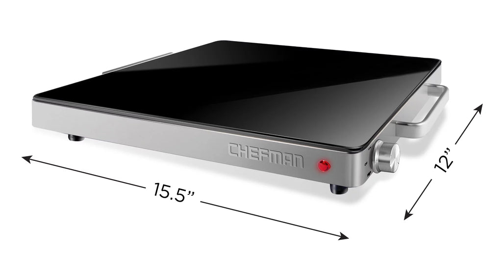Compact Glasstop Warming Tray with Adjustable Temperature Control J83249
