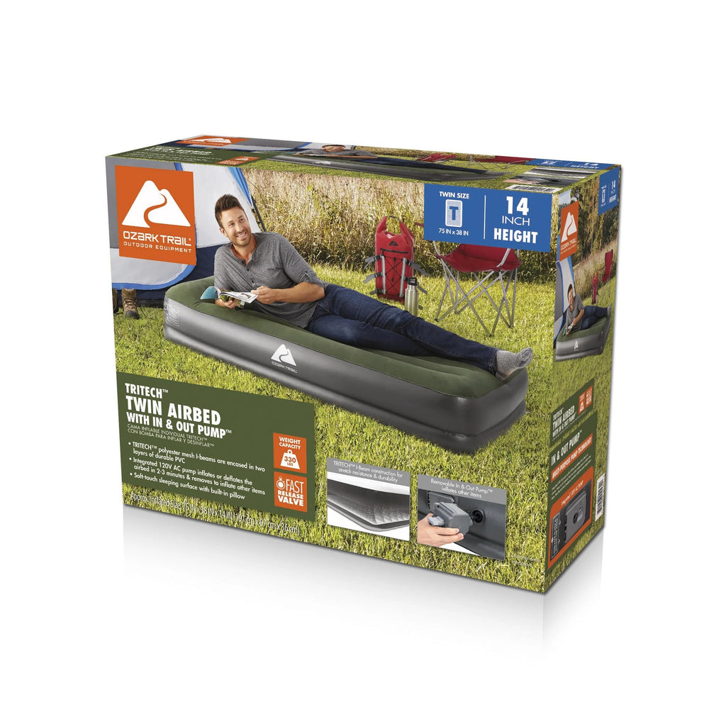Twin 14" Air Mattress with In & Out Pump U465335