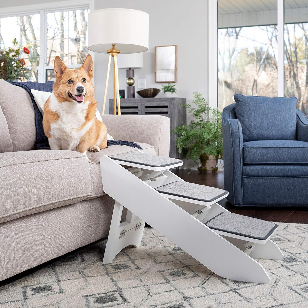 Foldable Nonslip Pet Ramp with Stairs V413331
