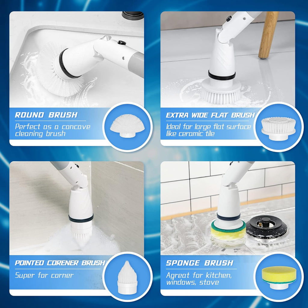 Cordless Electric Spin Scrubber with 4 Replaceable Brush Heads A78365