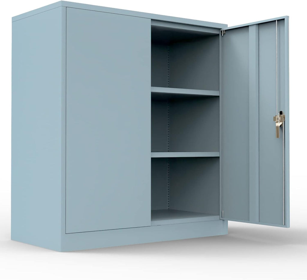 Locking Steel Storage Cabinet with 2 Adjustable Shelves H671378