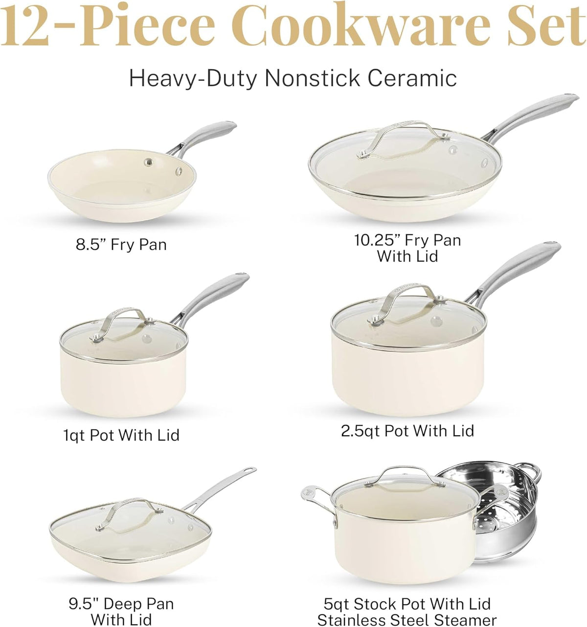 12 Pc Non Stick Ceramic Cookware Set K977