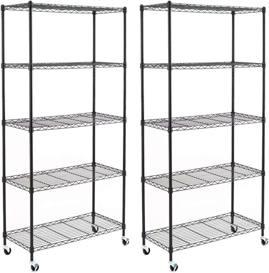 5-Shelf Adjustable Carbon Steel Wire Shelving Unit A3507