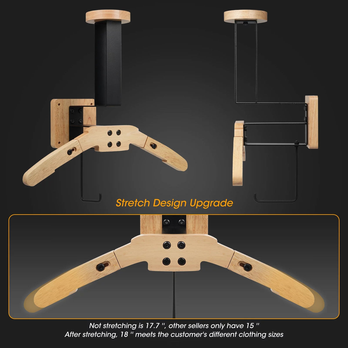 Wooden Wall Mount Helmet Rack with Hooks Q377
