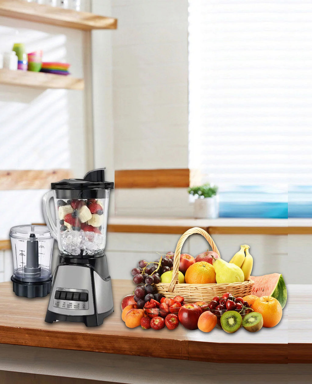 Countertop Blender with 40oz Glass Jar and Vegetable Chopper J40342