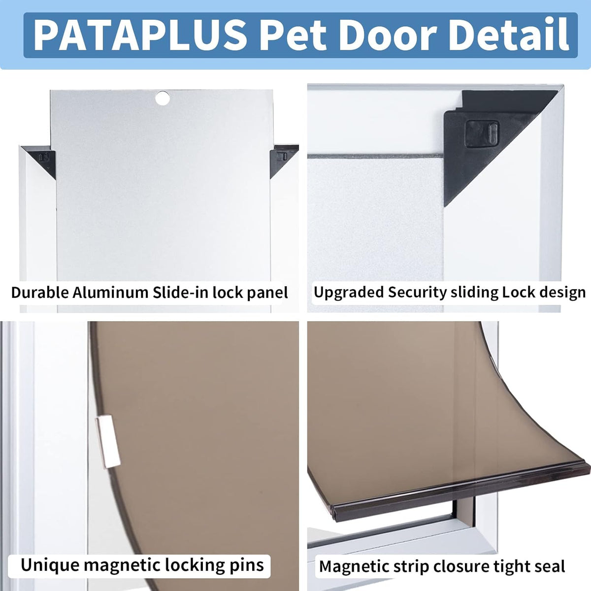 Dog Door with Slide-in Lock Panel and Magnetic Double Flaps, Aluminum Frame Pet Door (Medium) J9720