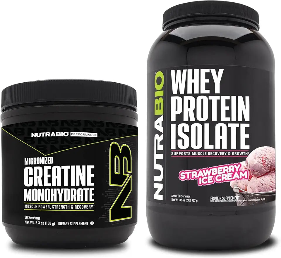 Unflavored Creatine Monohydrate and Strawberry Ice Cream Whey Protein Isolate U139483