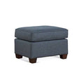 Blue and Gray and Beige Stripe Rectangle Ottoman R99091